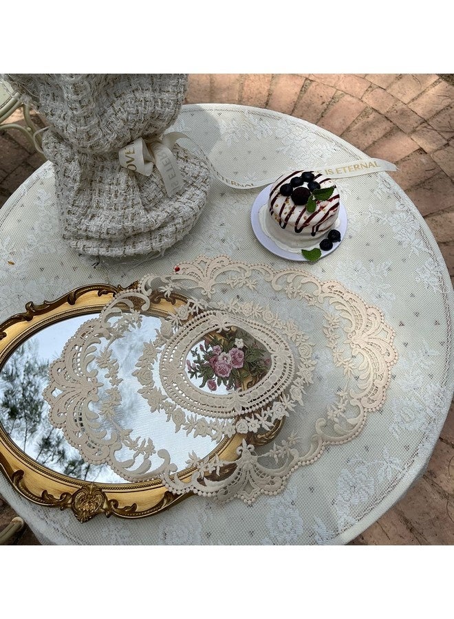 Beauenty Retro French Style Lace Placemats Fashionable Embroidered Cup Mat vase mat 12”x16”,Beige - Image 3