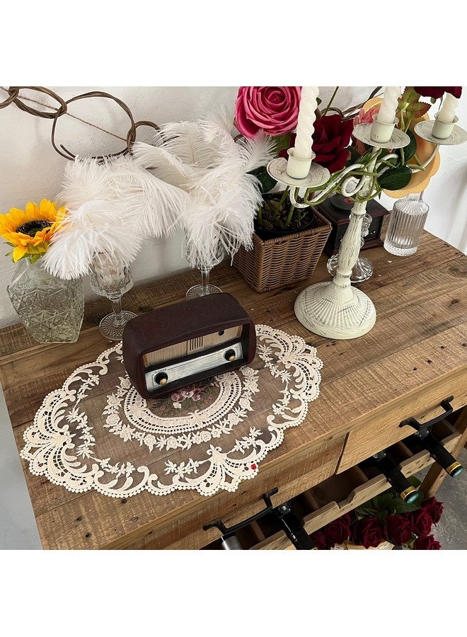 Beauenty Retro French Style Lace Placemats Fashionable Embroidered Cup Mat vase mat 12”x16”,Beige - Image 2