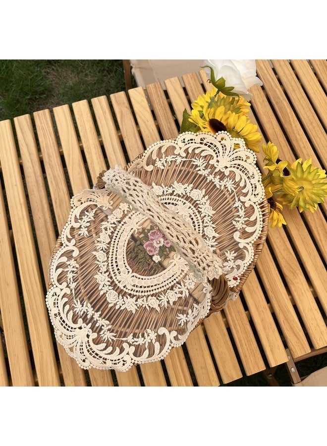 Beauenty Retro French Style Lace Placemats Fashionable Embroidered Cup Mat vase mat 12”x16”,Beige - Image 5