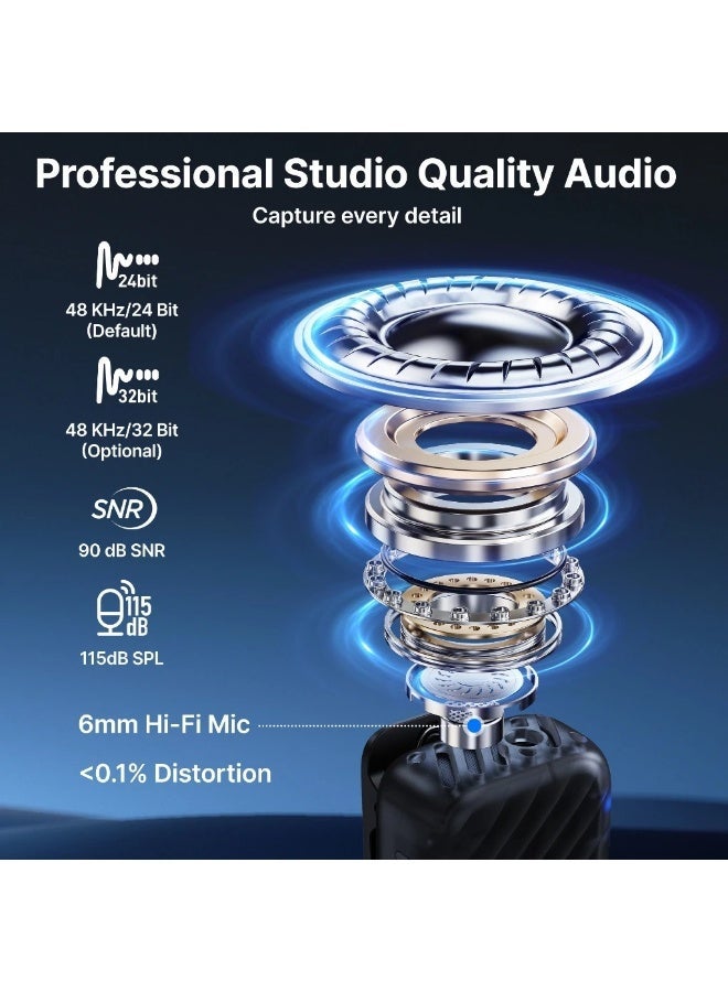 BOYA BOYAMIC 2 AI-Powered Mini Wireless Lavalier Microphone System Professional Lapel Mic for Vlogging & Content Creation, Compatible with Android, iPhone, Camera, Tablets & PC, AI Noise Cancellation, 32-bit Float Internal Recording, AMOLED Touchscreen, App Control, 984ft Range, 54H Battery with Charging Case - Image 5