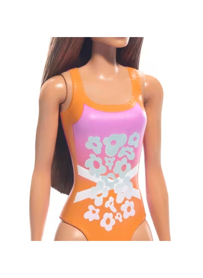 Barbie Orange Swimsuit Beach Doll - Image 1