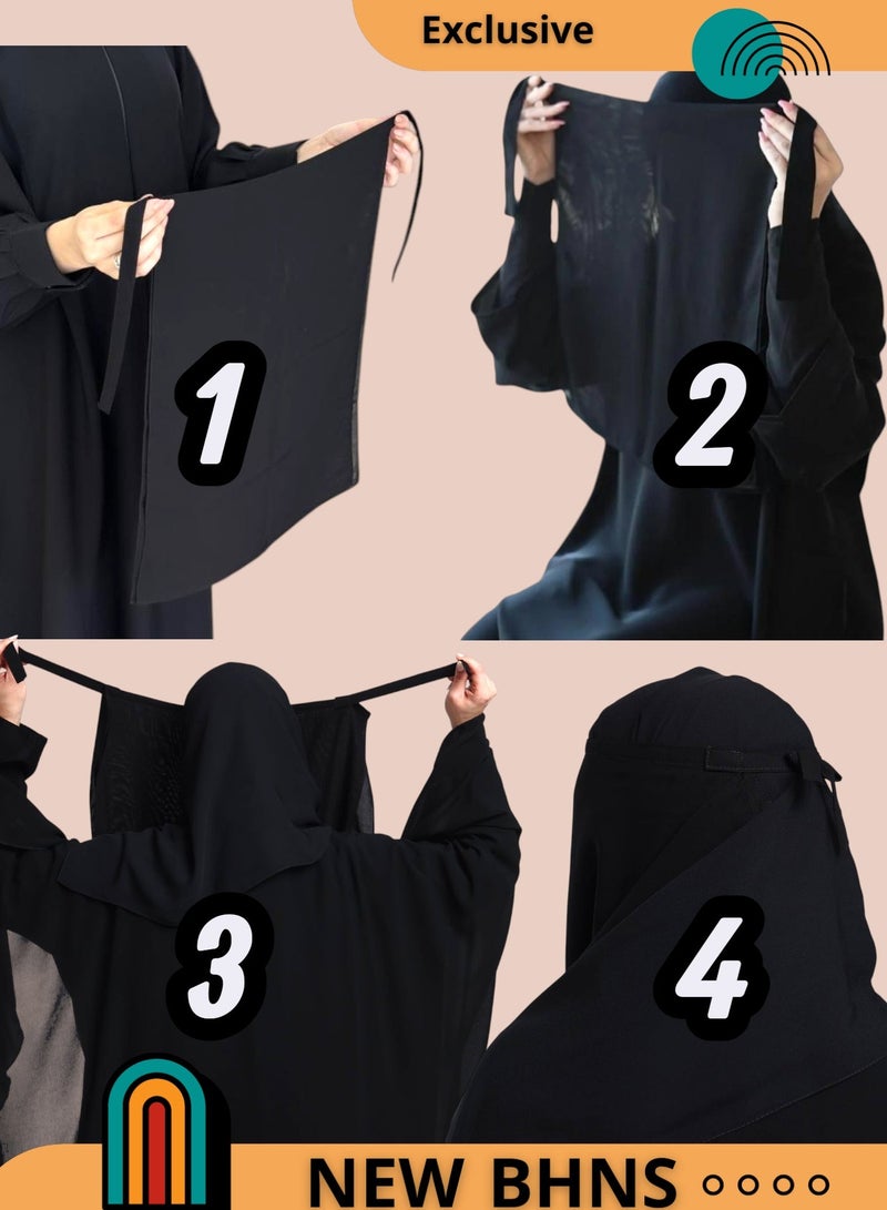 BHNS 2 pieces of Umrah and Hajj cover, long legal niqab without eye opening, light, without decoration, and complete Umrah and Hajj niqab, niqab for Hajj and Umrah with a long legal cover, a cover for Hajj and Umrah, and a cover for female pilgrims, the cover of the Haram and Mecca, free size with elastic, light, elegant head cover, Umrah supplies for women - Image 3