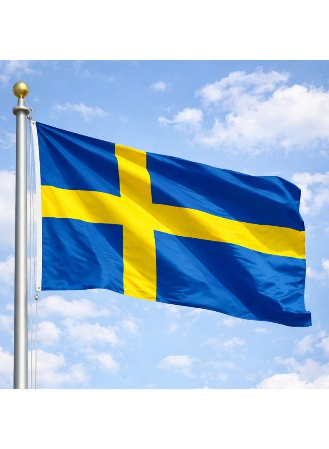 ARS Swedish Flag - Heavy-Duty 210D Satin, Swedish Flag for Outdoor/Indoor, Fade Resistant, Flag Day, And Home-Polyester, Sport Day, FIFA World Cup-Size Available - Image 1