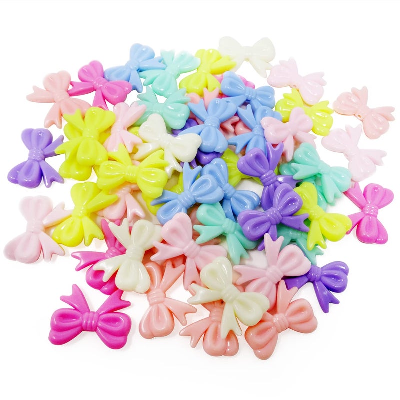 Honbay 100G50pcs Beautiful Acrylic Bow Beads for Jewelry Making or DIY Crafts  Assorted Colors