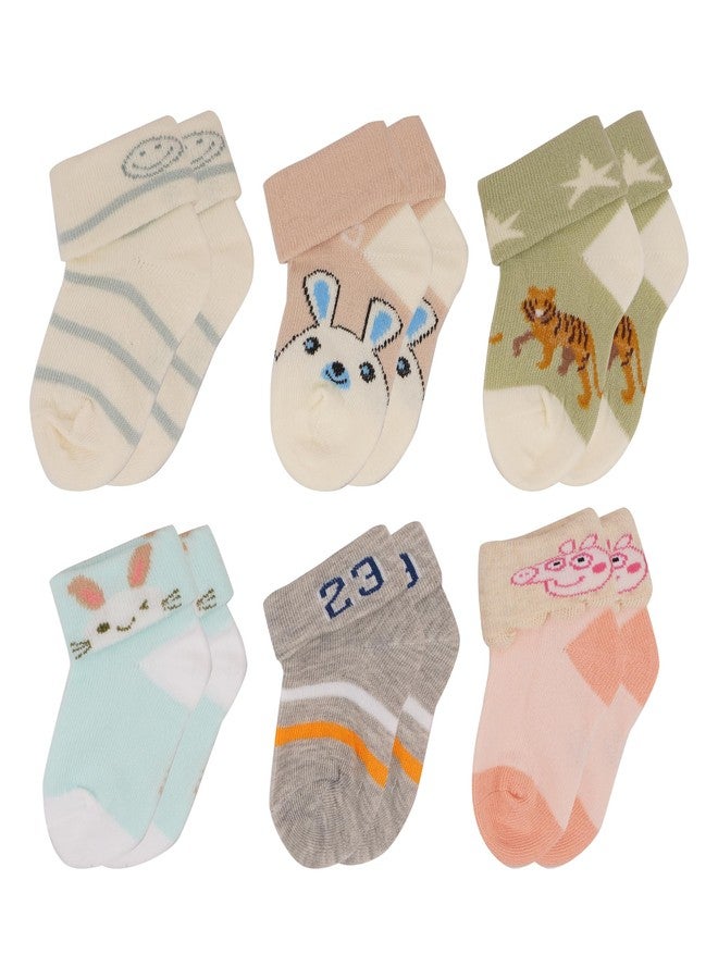 TENDSY Adorable Cartoon Print Baby Ankle Socks - Soft and Comfortable (Pack of 6) - Image 2