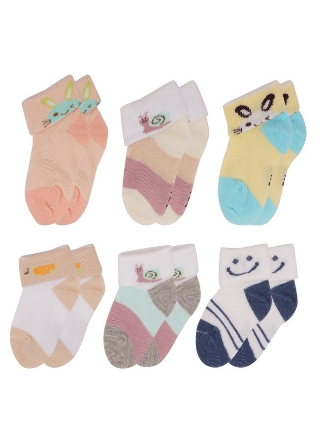 TENDSY Adorable Cartoon Print Baby Ankle Socks - Soft and Comfortable (Pack of 6) - Image 3