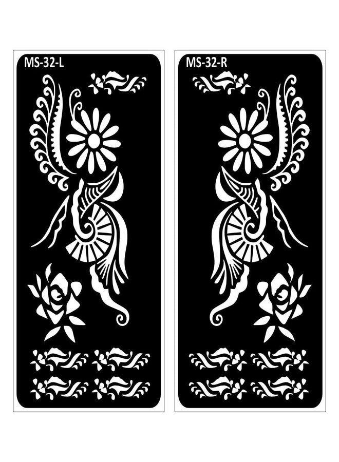 VANVATI Elegant Hand Mehndi with Modern Floral Touch Mehndi Stencil Sticker One Set for Both Hand | Easy to Apply Stencil Mehndi Sticker Perfect for Weddings, Parties and Any Occasion - Image 1