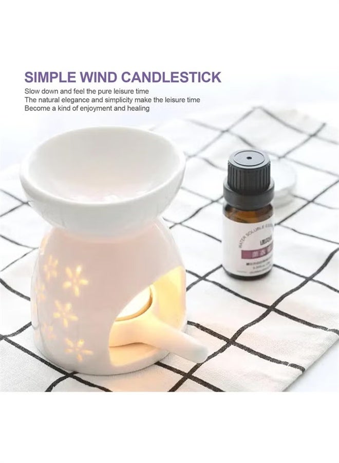 هومستر 2 حزمة الزيت الأساسي سخانات الشمعة، حامل الشمعة ضوء الشاي السيراميك، الشمع ذوبان حارق الزيت الأساسي مع ملعقة الشمعة، قوية ودائمة، مناسبة للديكور في المطاعم والعشاء والحفلات، الأبيض - Image 4