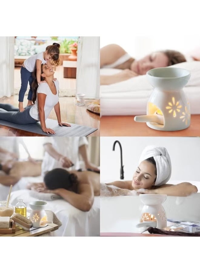 هومستر 2 حزمة الزيت الأساسي سخانات الشمعة، حامل الشمعة ضوء الشاي السيراميك، الشمع ذوبان حارق الزيت الأساسي مع ملعقة الشمعة، قوية ودائمة، مناسبة للديكور في المطاعم والعشاء والحفلات، الأبيض - Image 5