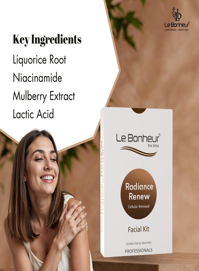 Le Bonheur.. Le Bonheur Radiance Renew Professional Facial Kit | Wedding Edition | Glowing & Hydrating Skin | All Skin Types (Monodose - One Face Application Pack) | Men & Women - Image 2