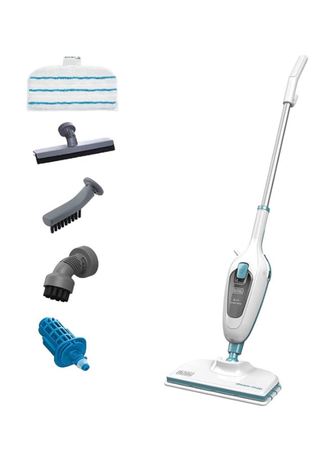 BLACK+DECKER Steam Mop, 5-in-1 Cleaning Solution, Superheated Steam, Swivel Head, Chemical-Free, User Friendly, Includes 5 Accessories, 1300 W FSMH13E5-B5 White/Blue - Image 1