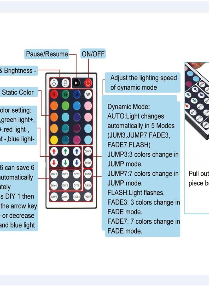 Generic - 44 Keys RGB LED Strip Light Remote Controller, Replacement IR Remote Controller for SMD 5050 RGB LED Strip Lights (2 Pack) - Image 1