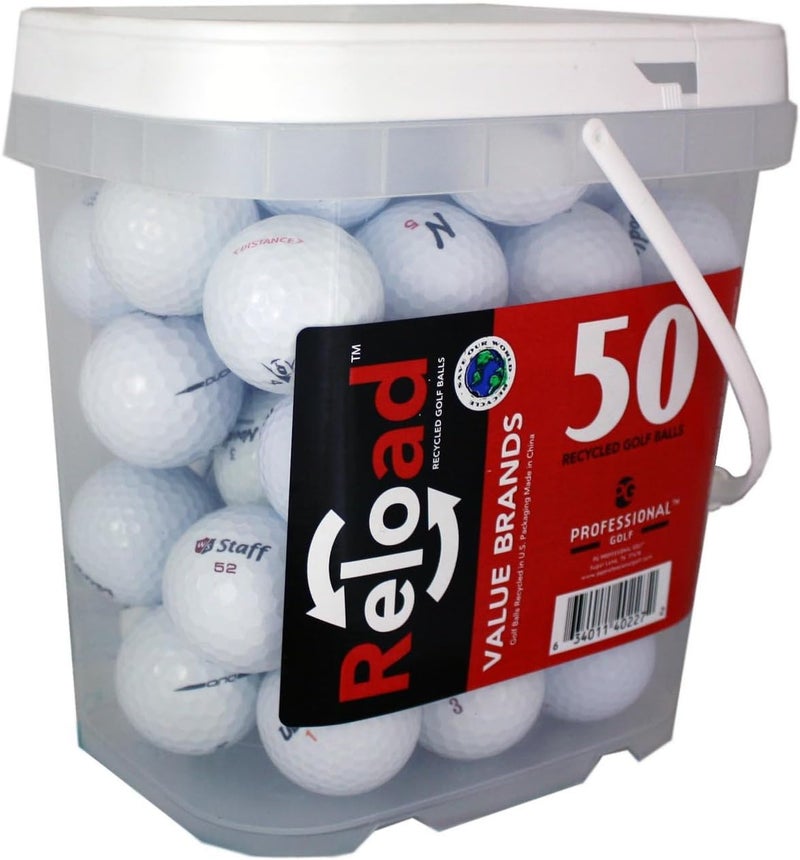 Recycled Golf Balls 50 Ball Bucket, White, One Size