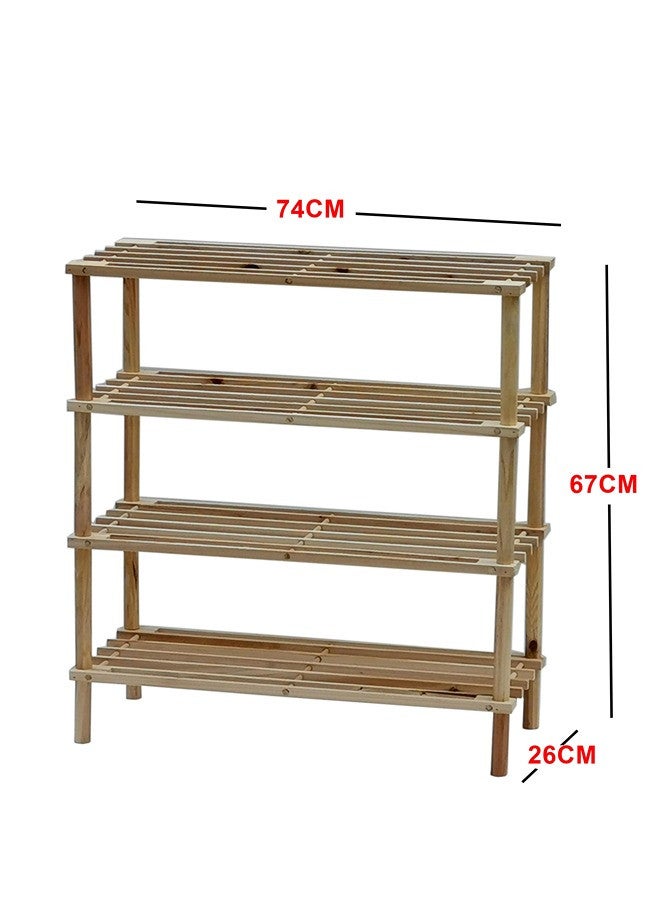 Feelings FEELINGS 4-Layer Wooden Shoe Rack – Natural Color | Multi-Tier Shoe Rack | Shoe Organizer | Shoe Rack Display | Multifunctional Storage | Free Standing Shoe Shelf | Shoes Cabinet 74 cm  - Image 2