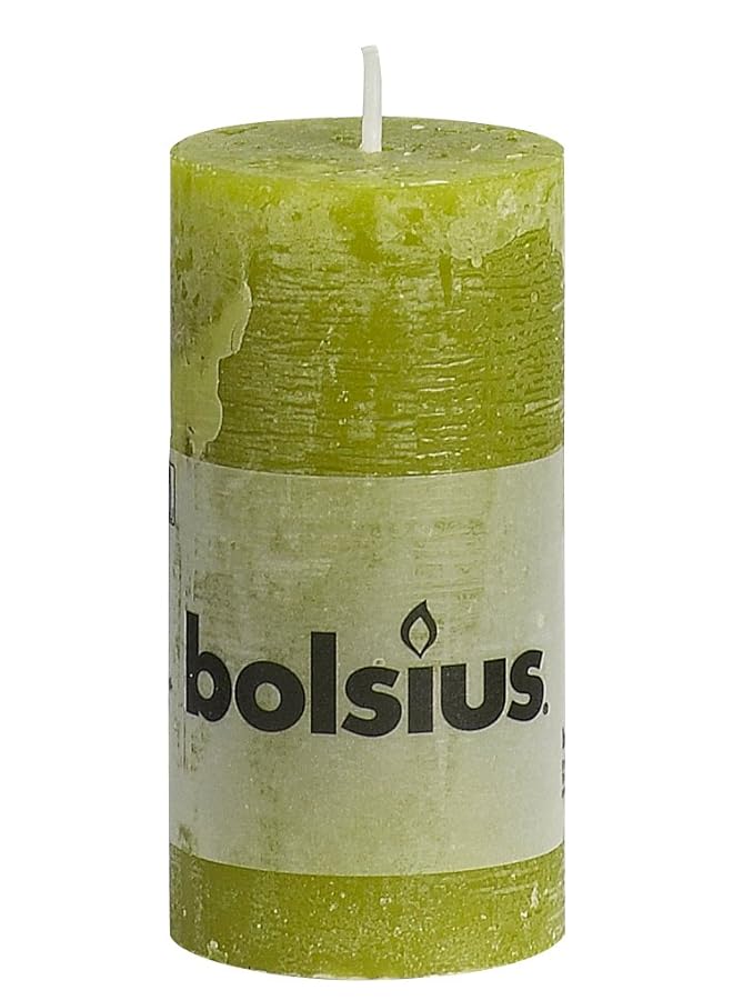 شمعة عمودية ريفية مقاس 100 × 50 مم باللون الأخضر