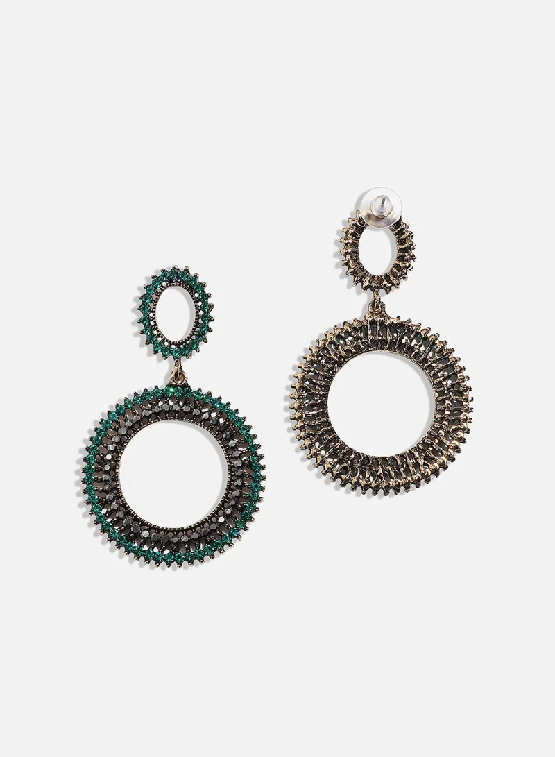 SOHI Circular Crystal Artificial Drop Earring Jewellery