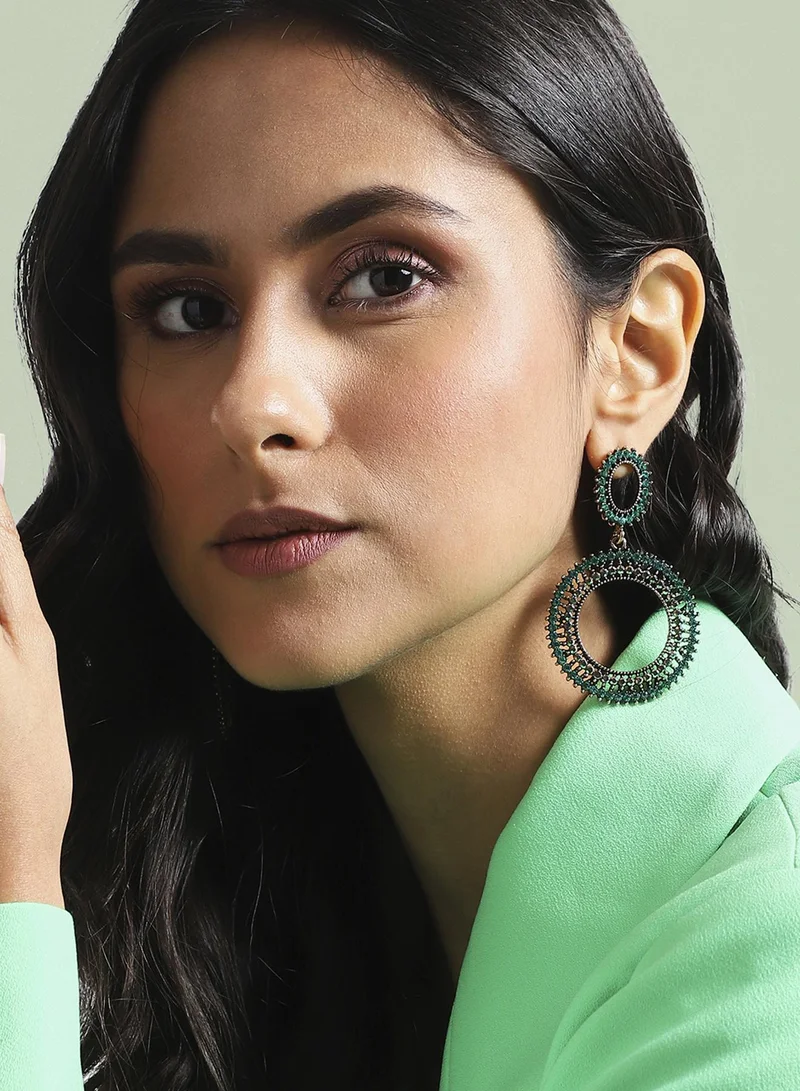 SOHI Circular Crystal Artificial Drop Earring Jewellery