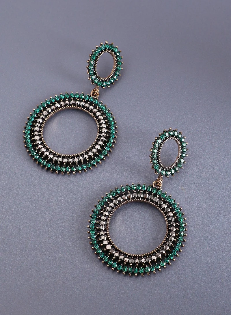 SOHI Circular Crystal Artificial Drop Earring Jewellery