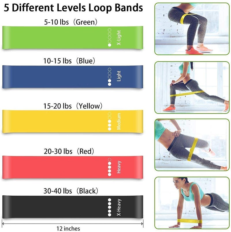 I K IMPEX Resistance Bands Set for Men and Women Pack of 5 Different Levels Elastic Band for Home Gym Long Exercise Workout Great Fitness Equipment for Training Yoga - Image 2