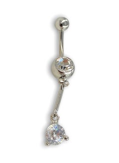 14G Surgical Stainless Steel 316L Navel Teardrop Crystal