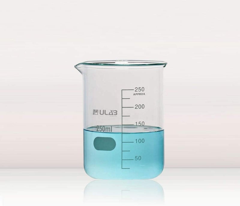 ULAB Scientific Glass Beaker Set, 3 Sizes 50ml 100ml 250ml, 3.3 Boro Griffin Low Form with Printed Graduation, UBG1001 - Image 2