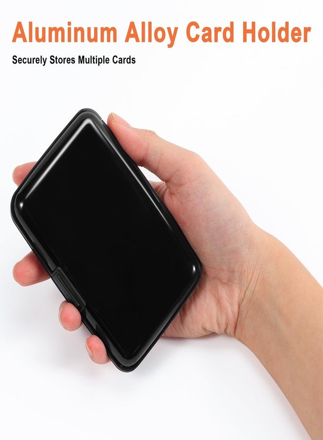 Mayski Credit Card Holder, RFID Blocking, Aluminum Alloy Hard Case, Small Mini Business Metal Wallet for Women Men, Black - Image 3