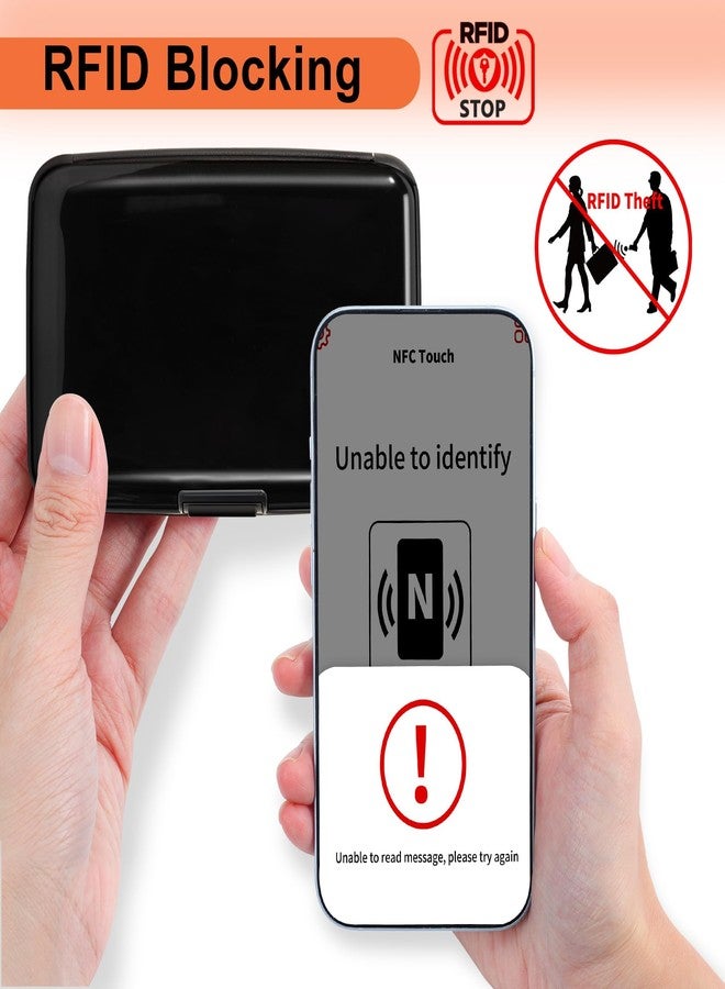 Mayski Credit Card Holder, RFID Blocking, Aluminum Alloy Hard Case, Small Mini Business Metal Wallet for Women Men, Black - Image 2
