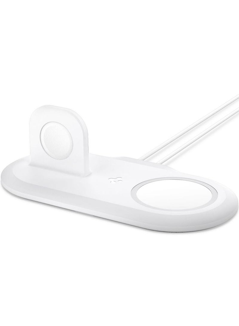 Mag Fit Duo Desktop Table Stand Designed for MagSafe Charger Pad and Apple Watch Charger - White