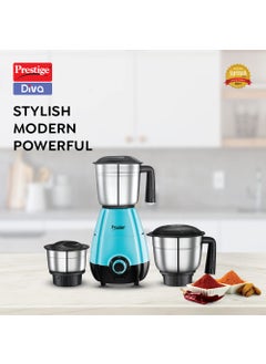 PRESTIGE Prestige 500 Watts DIVA Mixer Grinder with 3 stainless Steel Jars|3 super efficient blades|2 years warranty|(Blue & Black)  - Image 2