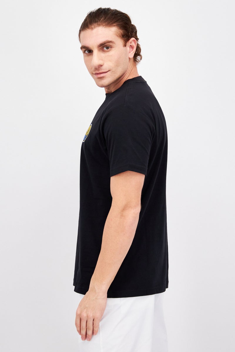 ESPRIT تي شيرت رجالي بأكمام قصيرة وياقة دائرية بشعار العلامة التجارية، أسود - Image 2