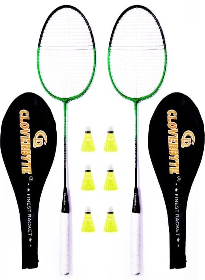 CLOVERBYTE Booster Multicolour 2 Racquet with 6 Nylon Shuttle and Free Head Cover Badminton Kit - Image 2