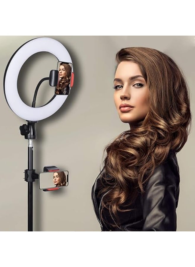 25cm LED Ring Light with Tripod Stand – 11 Lighting Modes, Dual Phone Holders, Bluetooth Remote – Ideal for Makeup, Selfies, and Video Recording  - Image 3