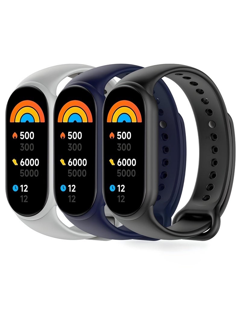 ساراونت 3 قطع من حزام Mi Band 8 أو Mi Band 9 - حزام بديل من السيليكون الناعم لـ Xiaomi Mi Band 8 أو Mi Band 9  - Image 1