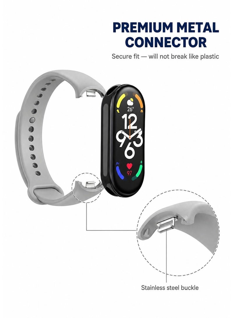 SARAOONT 3 Pieces Band Strap Compatible with Xiaomi Smart Band 10/9/8, Soft Silicone, Adjustable Sport Wrist Strap, for Men & Women, Black/Midnight Blue/Grey - Image 3