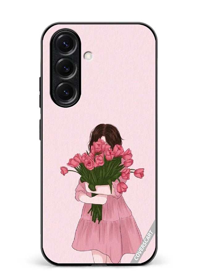VR CREATIVE Protective Case Cover For Samsung Galaxy A56 Girl Hugging Bouquet Design Multicolour