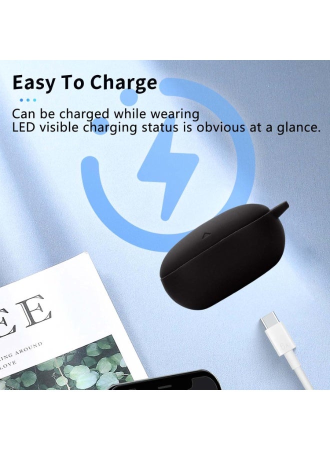 for Anker Soundcore AeroFit Case, Soft Silicone Cover, with Carabiner Lanyard Cleaning Kit, Black - Image 4