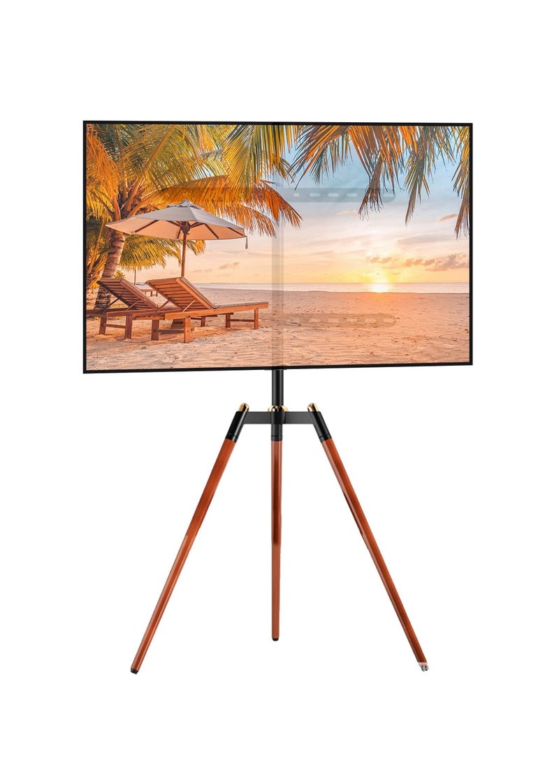 فلاشهوك حامل تلفزيون ثلاثي القوائم لشاشة LCD LED مقاس 32-65 بوصة، حامل تلفزيون أرضي قابل لتعديل الارتفاع مع دوران 140 درجة لغرفة النوم وغرفة المعيشة وحامل تلفزيون زاوية - أسود  - Image 1