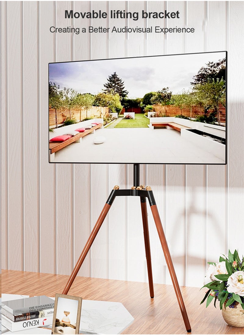 فلاشهوك حامل تلفزيون ثلاثي القوائم لشاشة LCD LED مقاس 32-65 بوصة، حامل تلفزيون أرضي قابل لتعديل الارتفاع مع دوران 140 درجة لغرفة النوم وغرفة المعيشة وحامل تلفزيون زاوية - أسود  - Image 2