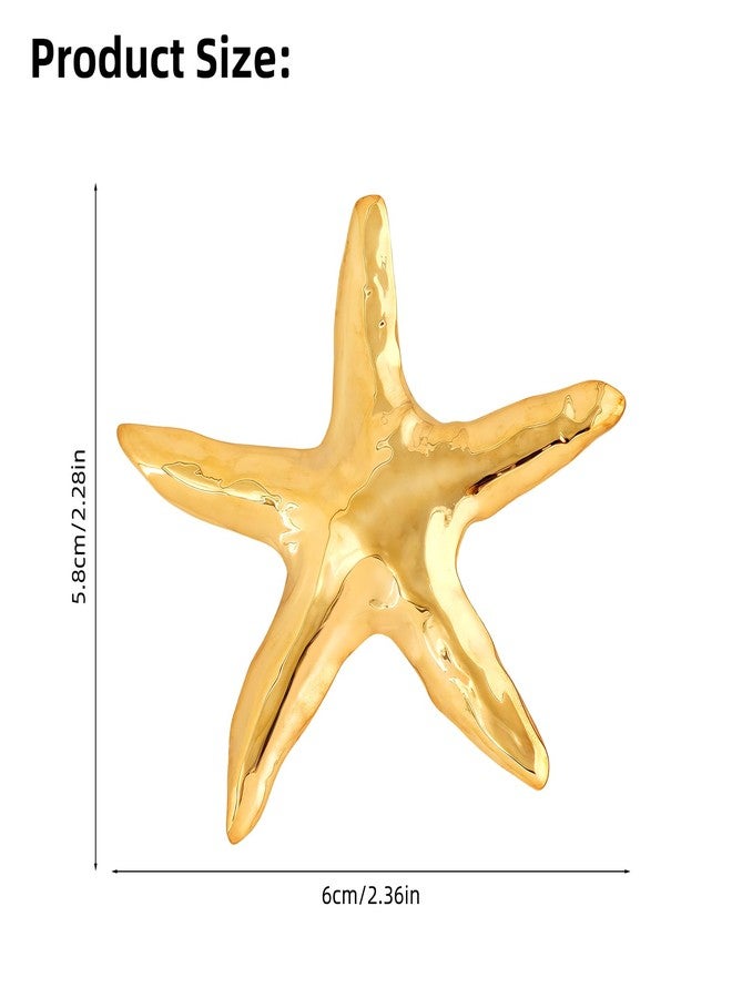PLwelth Ocean Starfish Brooch Pins for Women Men Gold Charm Sea Star Lapel Pins Elegant Starfish Brooch for Suits Hat Clothes Jacket Dress Decor Summer Beach Party Jewelry Accessories Gifts - Image 5