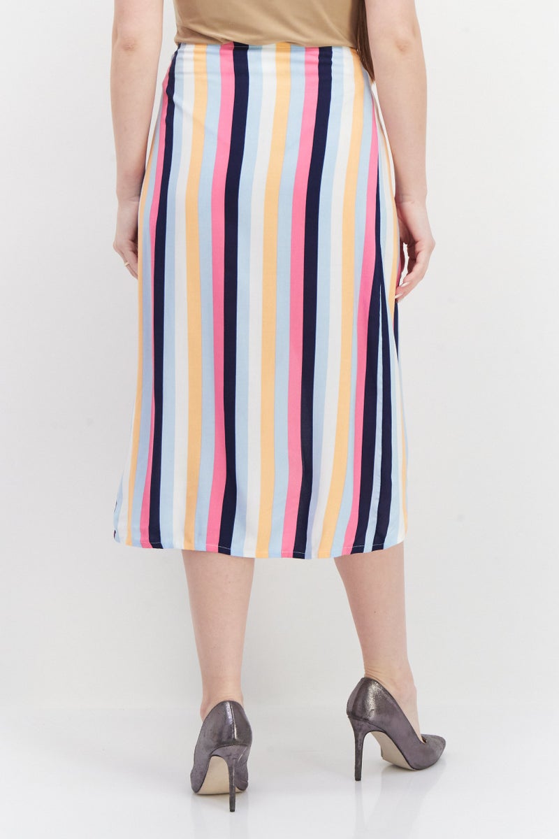 Roxy Women Stripe Wrap Skirt, Orange Combo - Image 3