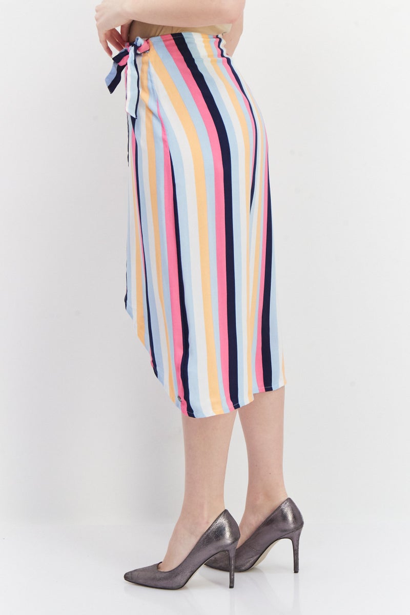 Roxy Women Stripe Wrap Skirt, Orange Combo - Image 4