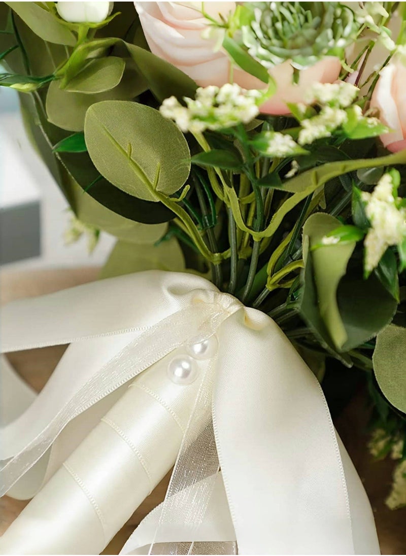 CHU DAI Wedding Bouquets for Bride Bridesmaid Bouquet Champagne White Artificial Roses Flowers for Wedding Valentine's Day Church Home Decoration  - Image 5