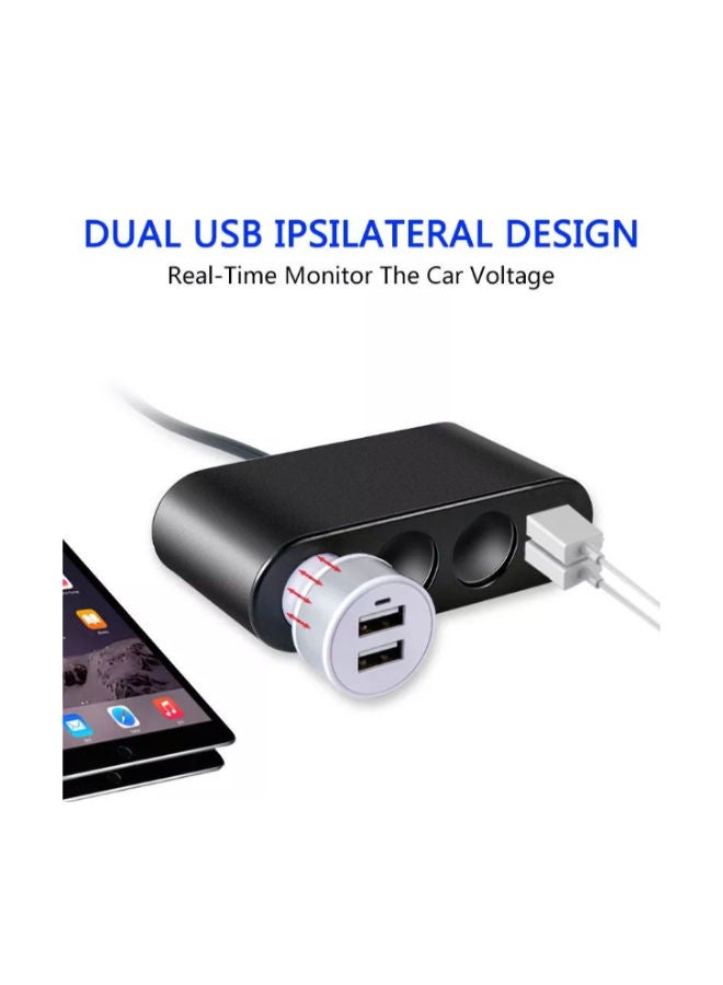 Earldom Dual USB Multi-Function Car Charger 4 in 1 Socket Black Car Phone Charger Lighter 120W ET-CS2 - Image 4