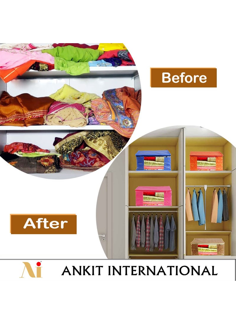 AI ANKIT INTERNATIONAL AI ANKIT INTERNATIONAL Garments Protect Saree coverClothes Storage Bag with Dust Protection Front Clear window Zip Closure for MultiPurpose Clothing Storage Pack of 1 BROWN  - Image 5