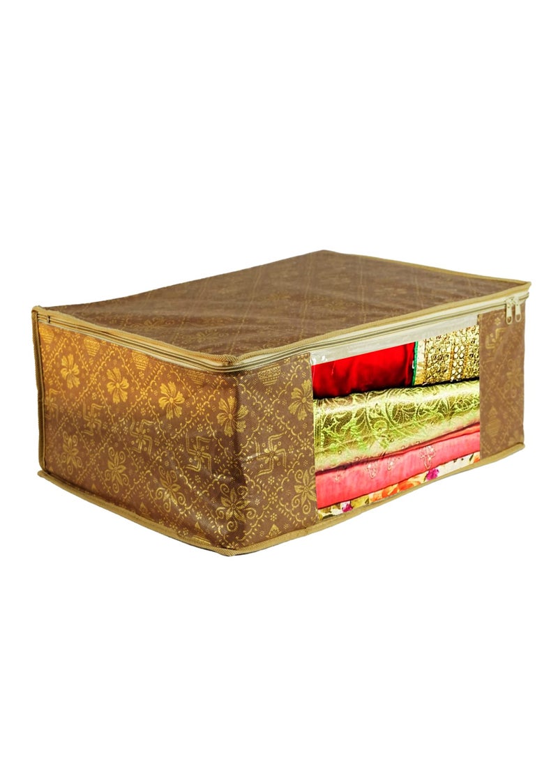 AI ANKIT INTERNATIONAL AI ANKIT INTERNATIONAL Garments Protect Saree coverClothes Storage Bag with Dust Protection Front Clear window Zip Closure for MultiPurpose Clothing Storage Pack of 1 BROWN  - Image 2