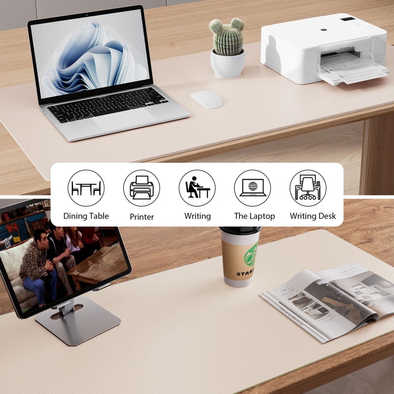 Aothia Large PU Leather Desk Pad Protector â€“ Non-Slip Mouse Pad & Writing Mat for Office/Home, Waterproof, Easy to Clean (31.5" x 15.7", Eggshell) - Image 5