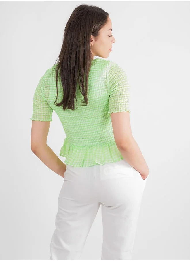 PIECES Shirred Top
