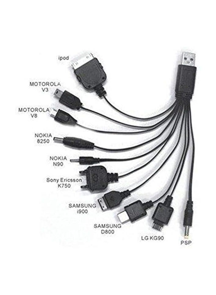 Green Tiger Micro data cable Fast charge 10 in 1 Universal Durable Multi USB Cable Car Charger for Mobile Phone Samsung HTC Apple LG Current protection Black Color - Image 3