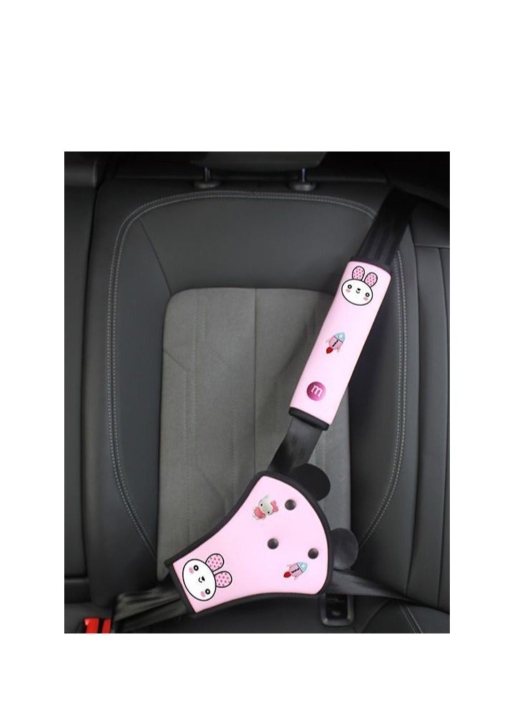 Innoshine 2 pcs Pink Kids Seat Belt Pad Adjuster＆Covers Head-Rest Seat belt Pillow Belly & Shoulder Support Toddler Safety Carton Kids Seatbelt Pad for Girls - Image 4
