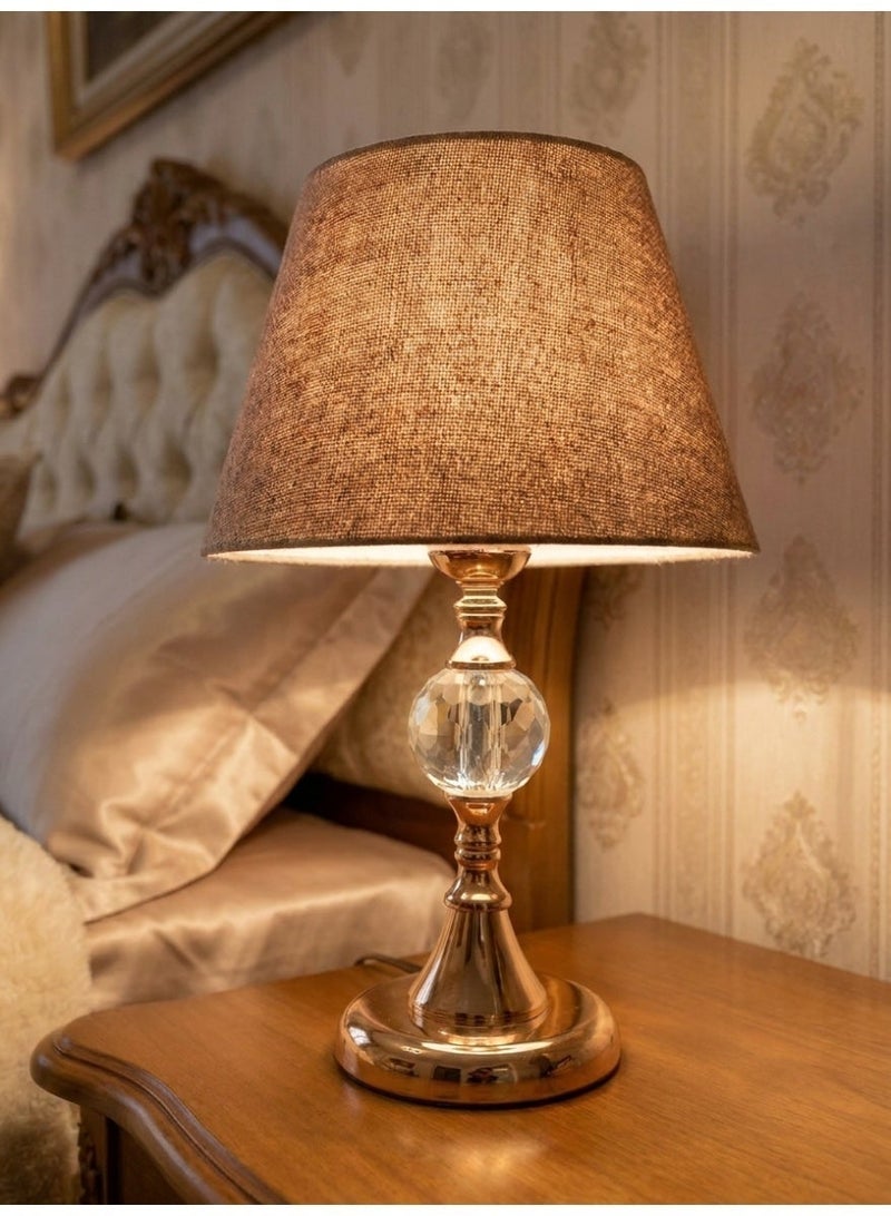 Handmade Gold Table Lamp - Single Crystal Sphere - 36cm Height - Image 1